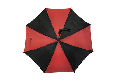 Pubblicità del nero di plastica della maniglia del bastone dell'auto del gancio a J aperto dell'ombrello con rosso