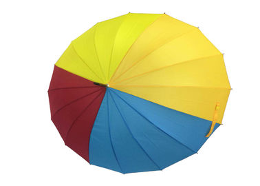 16 colori assortiti a 26 pollici della maniglia delle costole dell'ombrello dell'auto di fine aperta di legno del manuale