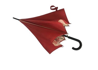 Ombrello resistente di golf del vento rosso del tessuto di seta naturale con stampa completa del pannello dell'interno