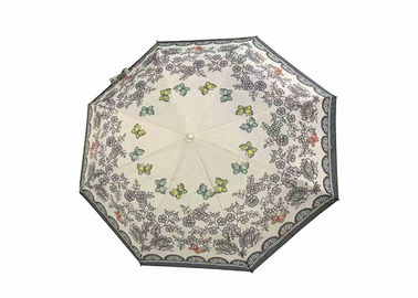Le 8 costole a 21 pollici fioriscono il logo su misura tessuto pieghevole del poliestere/tessuto di seta naturale dell'ombrello