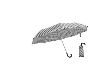 Ombrello piegante leggero, maniglia di alluminio della struttura J dell'ombrello di tre volte