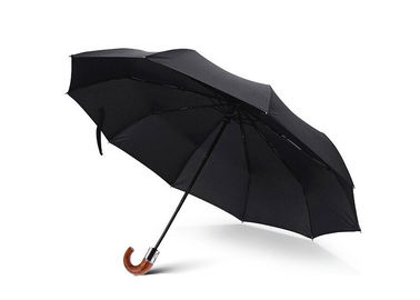 Ombrello nero del bastone, mini ombrello per il tessuto riciclato RPET ambientale di viaggio