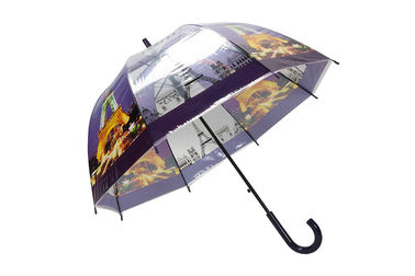 Ombrello a cupola della bolla del compatto dell'ombrello di POE di stampa chiaro con disposizione nera