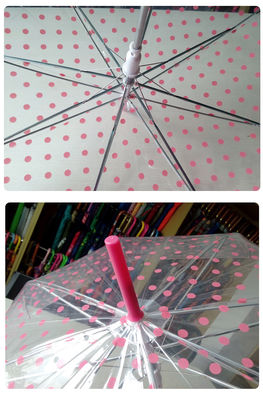 Ombrello trasparente della pioggia di POE del punto di rosa della maniglia di J per i bambini