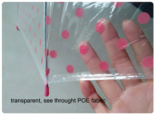Ombrello trasparente della pioggia di POE del punto di rosa della maniglia di J per i bambini