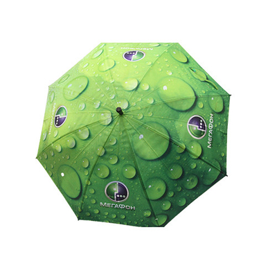 Ombrello diritto delle gocce di pioggia verdi con l'asse del metallo di 8mm