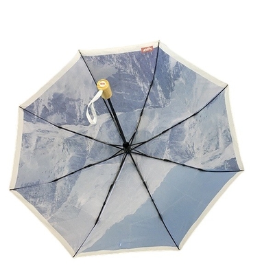 Digital che stampa l'ombrello piegante antivento della struttura del metallo con la maniglia di bambù