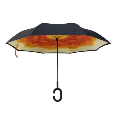 Digital piena che stampa l'ombrello invertito inverso del tessuto di seta naturale con la maniglia di C
