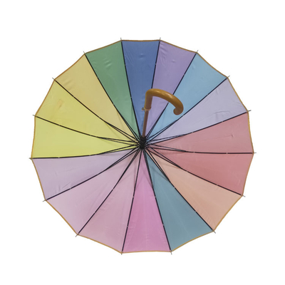Maniglia di legno dell'asse di legno dell'ombrello dell'arcobaleno di 16 colori