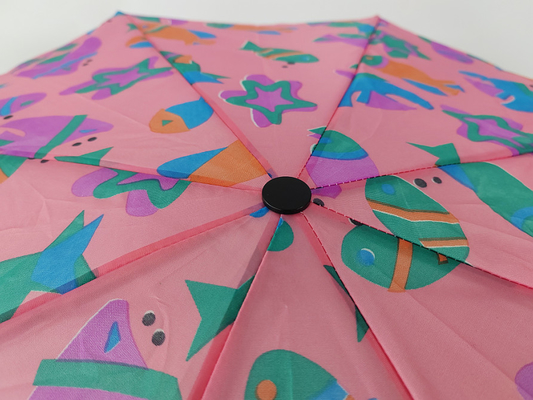 Manuale Apri 3 ombrello pieghevole impermeabile colore rosa