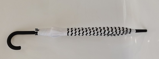 23 pollici 8 costole di fibra di vetro Auto Open Stick ombrello con manico di plastica rivestito di gomma J forma