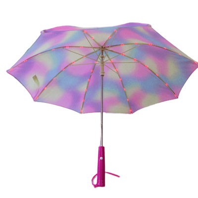 19 pollici di acciaio Fibra di vetro Windproof Pongee colorato LED Safety Torcia ombrello