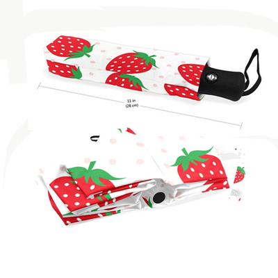 Compatto 3 pieghe fragole ombrello Pongee con 8 costole e automatico aperto / chiuso