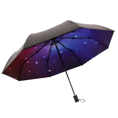Impermeabile al vento 8 costole ombrello pieghevole automatico con maniglia di gomma in tessuto astrale Pongee