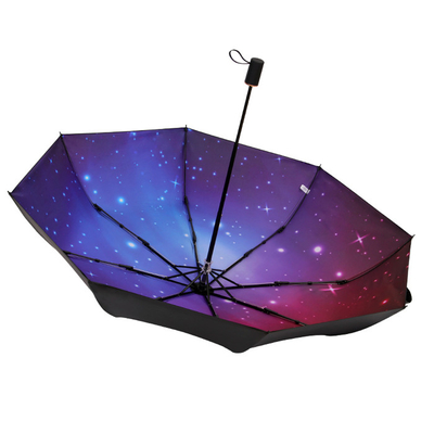 Impermeabile al vento 8 costole ombrello pieghevole automatico con maniglia di gomma in tessuto astrale Pongee