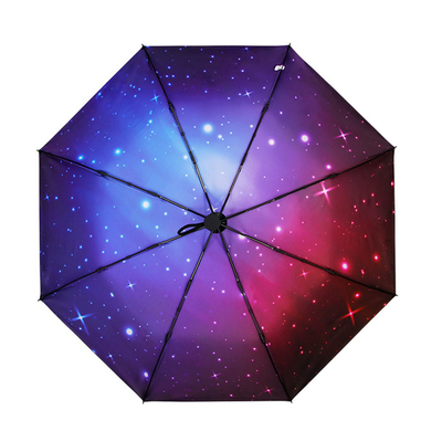 Impermeabile al vento 8 costole ombrello pieghevole automatico con maniglia di gomma in tessuto astrale Pongee