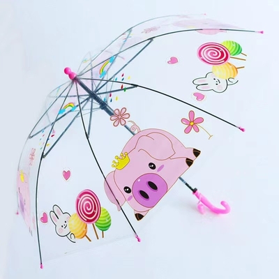 Costele di fibra di vetro e vetroresistente auto aperto ombrello trasparente elegante per bambini