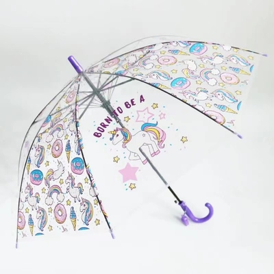 Costele di fibra di vetro e vetroresistente auto aperto ombrello trasparente elegante per bambini