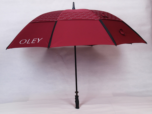 Doppio strato Auto Open Golf Umbrella con Black Matt Fiberglass Pole e Rubber Grip