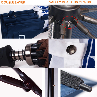 Doppio strato Auto Open Golf Umbrella con Black Matt Fiberglass Pole e Rubber Grip