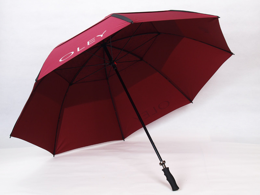 Doppio strato Auto Open Golf Umbrella con Black Matt Fiberglass Pole e Rubber Grip