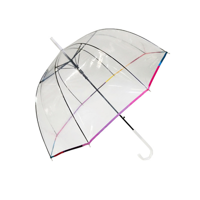 Ombrello per la pioggia a forma di cupola trasparente in PVC con costole di fibra di vetro da 23 pollici