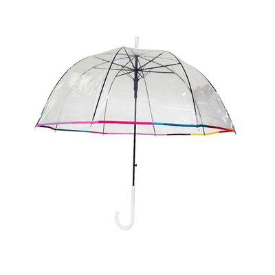Ombrello per la pioggia a forma di cupola trasparente in PVC con costole di fibra di vetro da 23 pollici