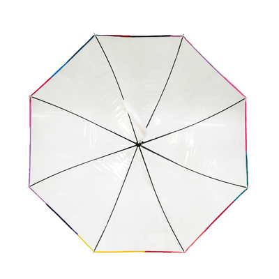 Ombrello per la pioggia a forma di cupola trasparente in PVC con costole di fibra di vetro da 23 pollici