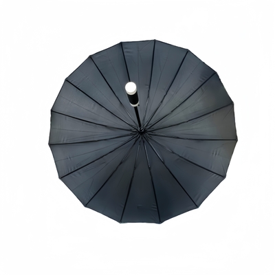 "Stai asciutto". "25 pollici di manica grande e dritta". "Compatto golf brolly con 16 costole".