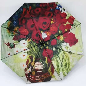 Vincent Van Gogh Art Blackout 3-Fold Automatic Travel Umbrella con protezione UV e Auto Open Close (21Inch-8k)