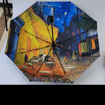 Vincent Van Gogh Art Blackout 3-Fold Automatic Travel Umbrella con protezione UV e Auto Open Close (21Inch-8k)