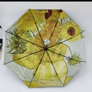Vincent Van Gogh Art Blackout 3-Fold Automatic Travel Umbrella con protezione UV e Auto Open Close (21Inch-8k)