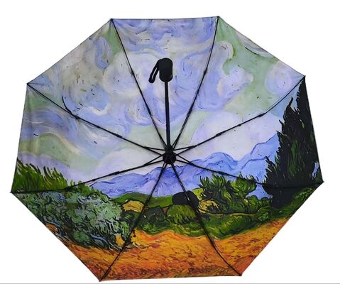 Vincent Van Gogh Art Blackout 3-Fold Automatic Travel Umbrella con protezione UV e Auto Open Close (21Inch-8k)
