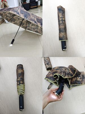 Parasole di sicurezza auto-aperto/chiuso illuminato a LED con fascia riflettente per visibilità notturna