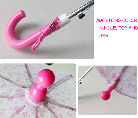 Ombrello compatto per bambini con diametro aperto inferiore a 90 cm, include manico in plastica, telaio in metallo e asta in metallo, perfetto per l'uso quotidiano