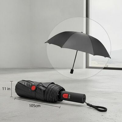 Lunghezza piegato 11 pollici Ombrello da viaggio automatico con diametro aperto di 105 cm e controllo manuale di apertura e chiusura per garantire copertura