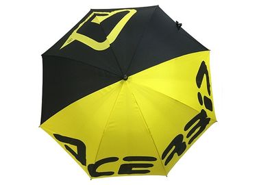 Lunghezza totale UV 101cm degli ombrelli promozionali gialli neri di golf del tessuto di seta naturale anti