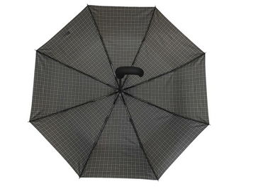 Tessuto di stampa del controllo della maniglia curvo ombrello automatico di viaggio dell'OEM del lusso degli uomini