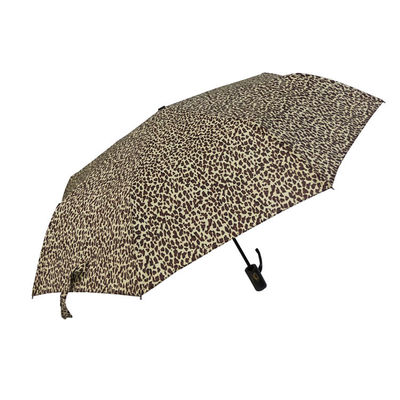Ombrello compatto della volta del poliestere 190T tre del leopardo