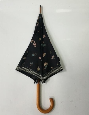 ombrello di legno aperto dell'asse del manuale del tessuto di seta naturale 190T con stampa di colore pieno