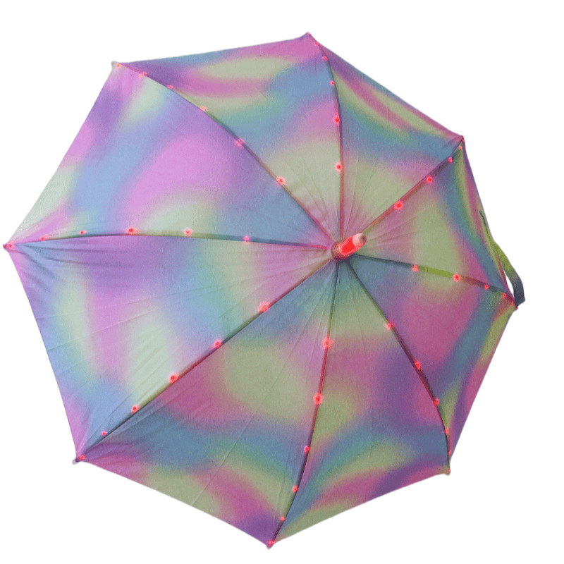 19 pollici di acciaio Fibra di vetro Windproof Pongee colorato LED Safety Torcia ombrello