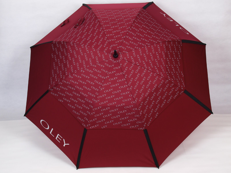 Doppio strato Auto Open Golf Umbrella con Black Matt Fiberglass Pole e Rubber Grip