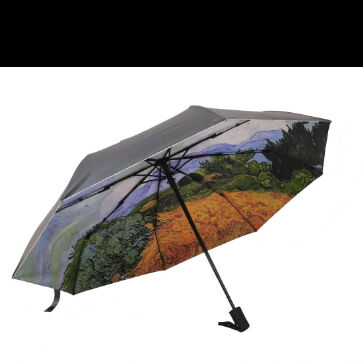 Vincent Van Gogh Art Blackout 3-Fold Automatic Travel Umbrella con protezione UV e Auto Open Close (21Inch-8k)