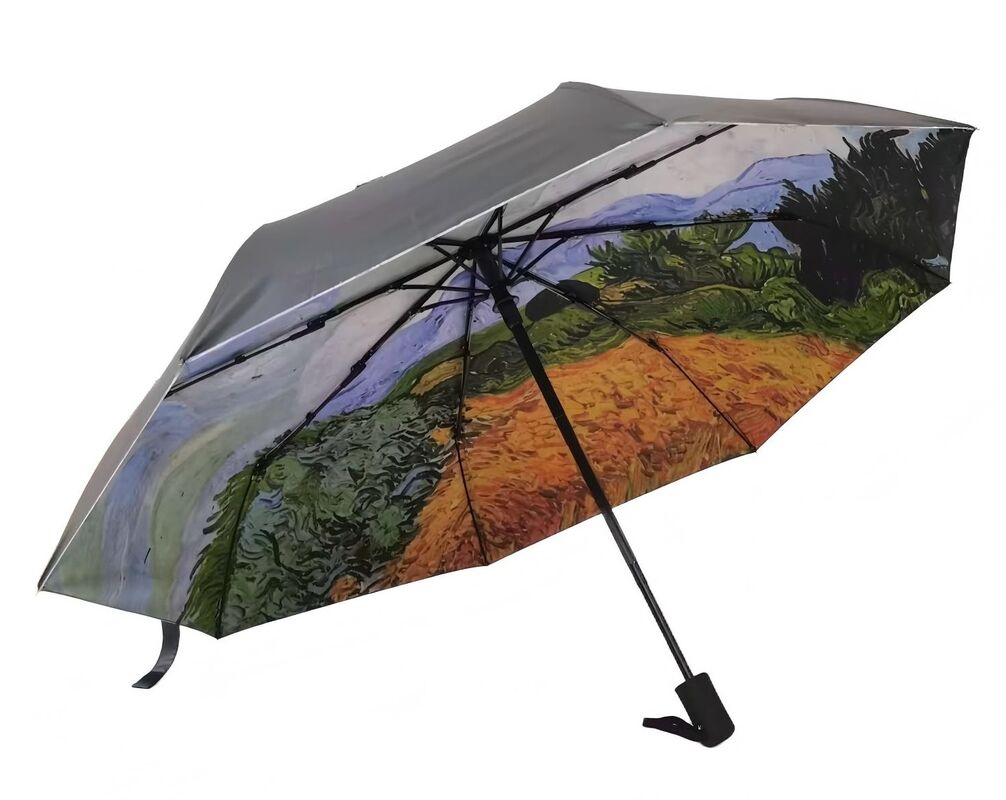 Vincent Van Gogh Art Blackout 3-Fold Automatic Travel Umbrella con protezione UV e Auto Open Close (21Inch-8k)