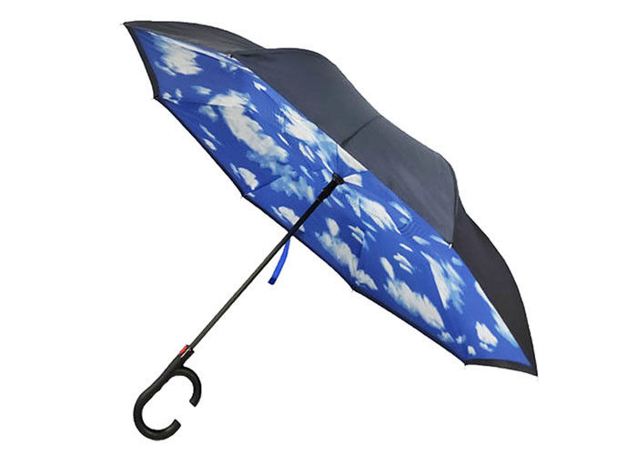 8 l'ombrello invertito antivento del tessuto di seta naturale 190T del pannello per la vetroresina della maniglia dell'automobile Ribs la struttura