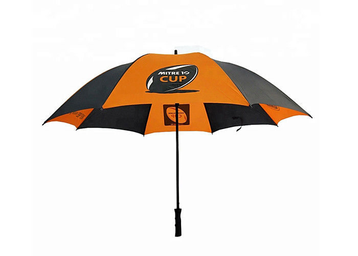 Tessuto compatto arancio e nero del poliestere/tessuto di seta naturale dell'ombrello di golf per il viaggio